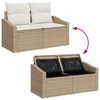 vidaXL Garten-Sofa-Set mit Kissen mit Speicher 10 pcs Beige und Creme