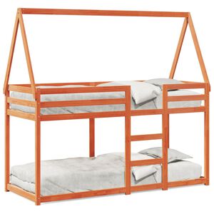 vidaXL Etagenbett mit Dach Wachsbraun 80x200 cm Massivholz Kiefer
