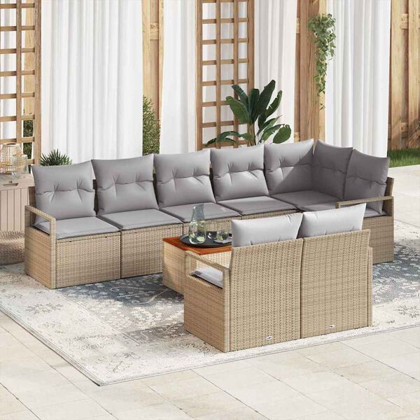 vidaXL Gartensofa-set 9 pcs Beige und Hellgrau Poly-Rattan