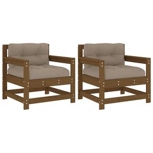 vidaXL Gartenst&uuml;hle mit Kissen 2 Stk. Honigbraun Massivholz Kiefer