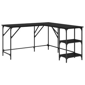 vidaXL Schreibtisch Schwarz Eichen-Optik 139 x 139 x 75 cm