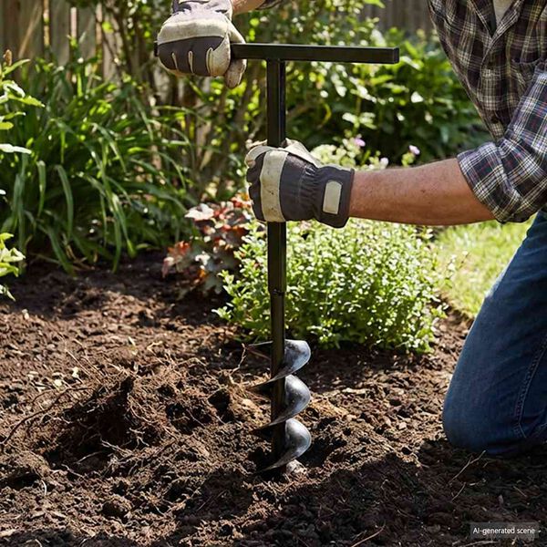 Erdbohrer mit Griff 180 mm Verl&auml;ngerungsrohr 9 m