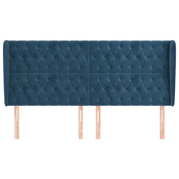 vidaXL Kopfteil mit Ohren Dunkelblau 183x23x118/128 cm Samt