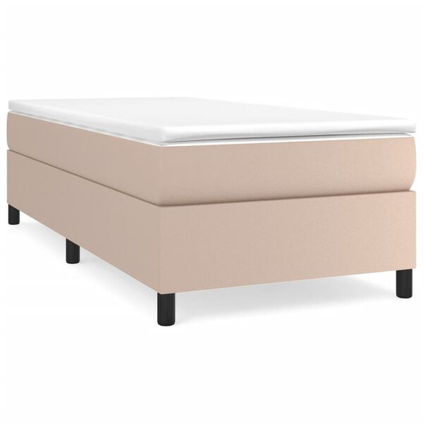vidaXL Boxspringbett mit Matratze Cappuccino-Braun 90x190cm Kunstleder