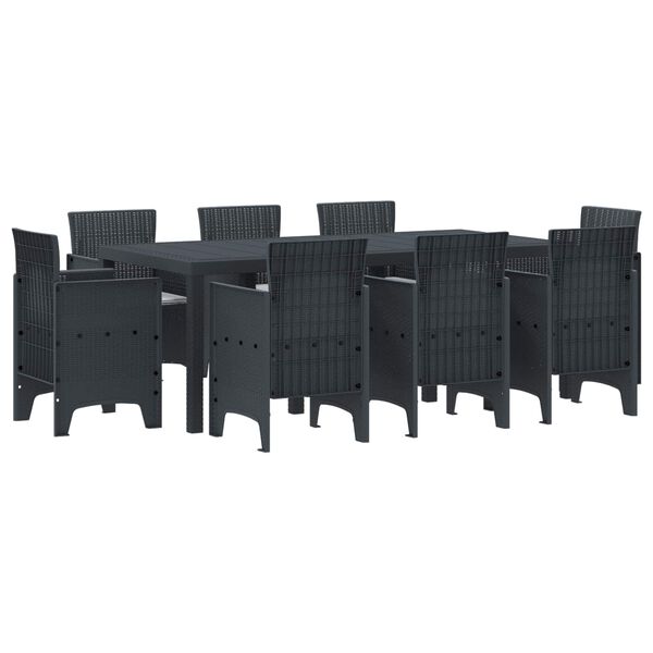vidaXL Garten Essgruppe 9 pcs Anthrazit Polt Rattan