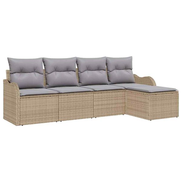 vidaXL Gartensofa-set 5 pcs Beige Poly-Rattan
