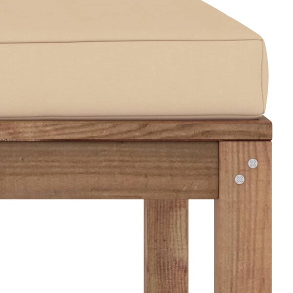 vidaXL Gartenhocker mit Beigen Kissen