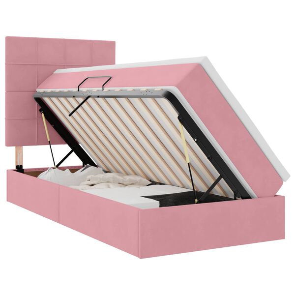 vidaXL Bett mit Stauraum und LED mit Matratze Rosa 90 x 200 cm Samt