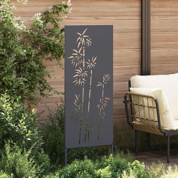 vidaXL Garten Sichtschutz-Leinwand Floral Anthrazit 50 x 140 cm