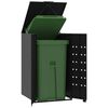 vidaXL M&uuml;lltonnenbox f&uuml;r 1 Tonne Schwarz 69x79x117 cm Stahl
