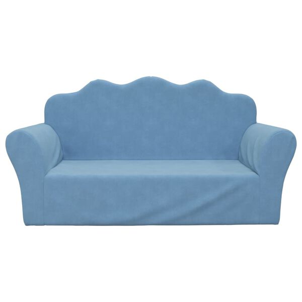 vidaXL Kindersofa 2-Sitzer Blau Weich Pl&uuml;sch