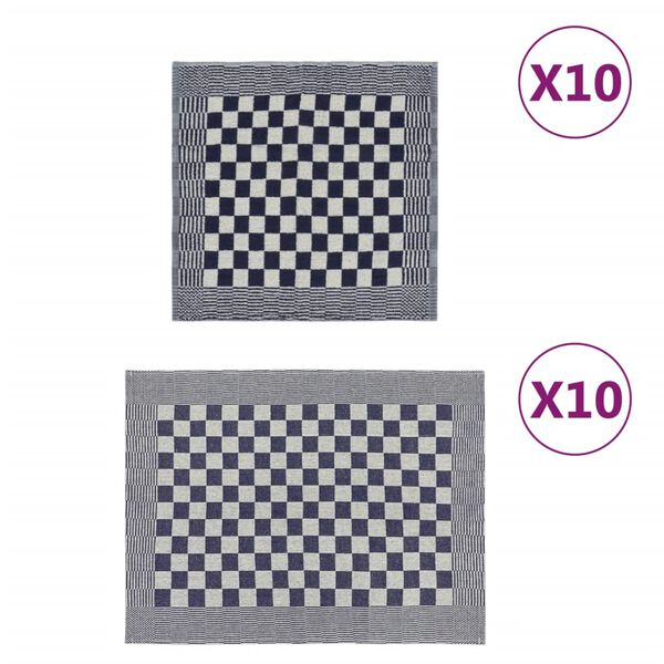 vidaXL 20-tlg. Handtuch-Set Blau und Wei&szlig; Baumwolle