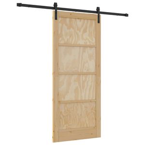 vidaXL Schiebet&uuml;r Nat&uuml;rlich und Schwarz 86 x 198,5 cm