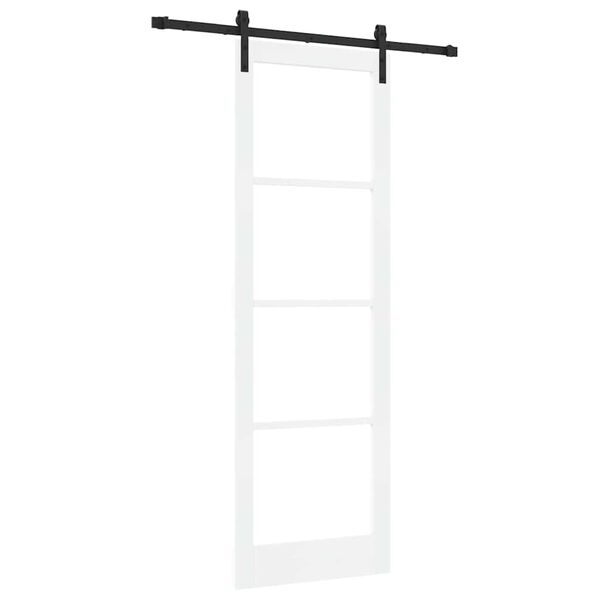 vidaXL Schiebet&uuml;r ORKDAL Wei&szlig; 78 x 232 cm Massivholz Kiefer und Glas