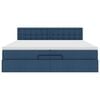 vidaXL Ottoman-Bett mit Matratzen & LEDs Blau 200x200 cm Stoff