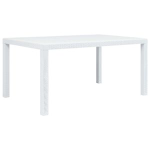 vidaXL Gartentisch Wei&szlig; 150x90x72 cm Kunststoff Rattan-Optik
