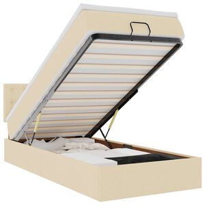 vidaXL Ottoman-Bett mit Matratze & LEDs Creme 90x190 cm Stoff