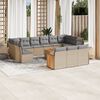 vidaXL 14-tlg. Garten-Sofagarnitur mit Kissen Beige Poly Rattan
