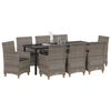 vidaXL Garten Essgruppe 9 pcs Grau Poly-Rattan