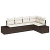 vidaXL Garten-Sofa-Set mit Kissen 5 pcs Braun und Creme Poly-Rattan