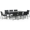 vidaXL 9-tlg. Garten-Essgruppe mit Kissen Poly Rattan und Stahl