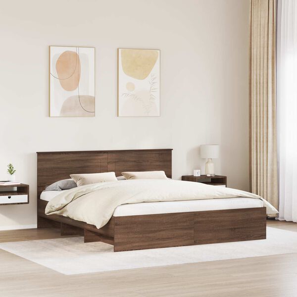 vidaXL Bettrahmen Braun Eichen-Optik 200 x 200 cm Holzwerkstoff