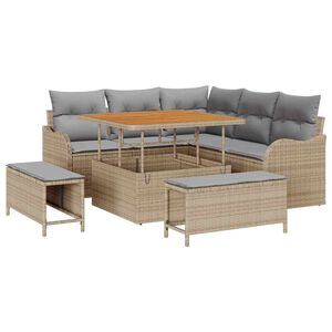 vidaXL Gartensofa-set mit Kissen 8 pcs Beige Poly-Rattan