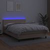 vidaXL Boxspringbett mit Matratze & LED Cappuccino-Braun 140x190cm