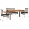 vidaXL 5-tlg. Garten-Essgruppe mit Kissen Grau Poly Rattan