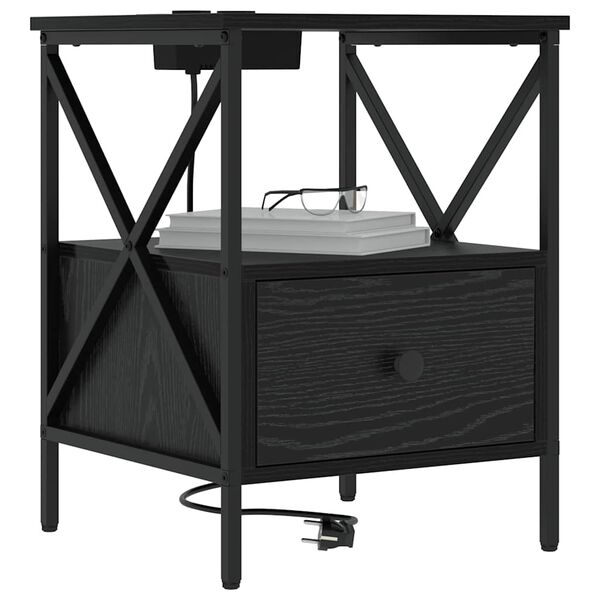 vidaXL Nachttisch 2 pcs Schwarz Eichen-Optik 41,5 x 40,5 x 55 cm