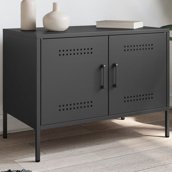 vidaXL TV-Schrank Schwarz 68x39x50,5 cm Stahl