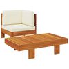 vidaXL 2-tlg. Garten-Lounge-Set mit Cremewei&szlig;en Kissen Akazienholz
