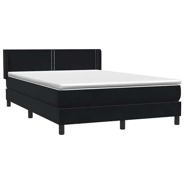 vidaXL Boxspringbett mit Matratze Schwarz 160x210 cm Samt