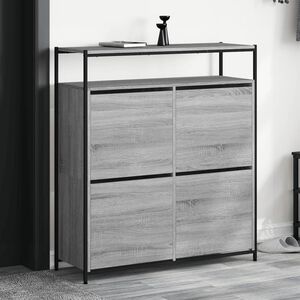 vidaXL Schuhschrank mit 4 Klappen Grau Sonoma 100x34x112 cm