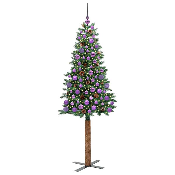 vidaXL Schlanker Weihnachtsbaum mit 300 LEDs mit Ständer Grün 180 cm