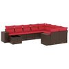 vidaXL 10-teiliges Gartensofa-Set mit Kissen, braun, Polyrattan