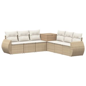vidaXL Sofa Set 7 stk. Beige und Cremewei&szlig; Polyrattan und Stahl