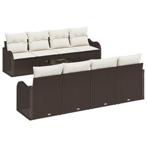 vidaXL Gartensofa-set mit Kissen mit Speicher 9 pcs Braun und Creme