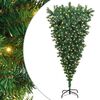 vidaXL Umgedrehter k&uuml;nstlicher vorbeleuchteter Weihnachtsbaum Gr&uuml;n PVC