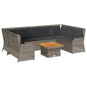 vidaXL 7-tlg. Garten-Lounge-Set mit Kissen Grau Poly Rattan