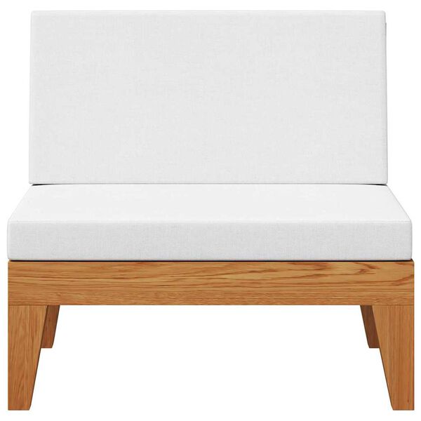 vidaXL Modular-Mittelsofa mit Cremeweißen Kissen Akazie Massivholz