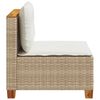 vidaXL Gartensofa ohne Armlehnen mit Kissen Beige Poly Rattan