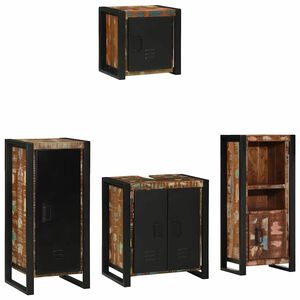 vidaXL Badezimmerm&ouml;bel-Set 4 stk. Mehrfarbig und Schwarz