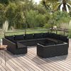 vidaXL 11-tlg. Garten-Lounge-Set mit Kissen Schwarz Poly Rattan