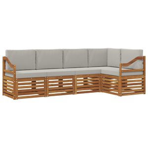 vidaXL Ecksofa Set 5 pcs Nat&uuml;rlich und Hellgrau Massivholz Akazie
