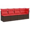 vidaXL Gartensofa mit Kissen 4-Sitzer Braun Poly Rattan