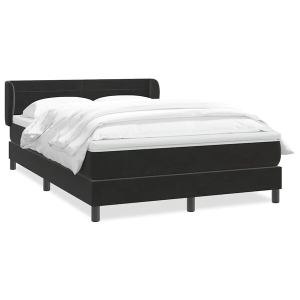 vidaXL Boxspringbett mit Matratze Schwarz 160x220 cm Samt