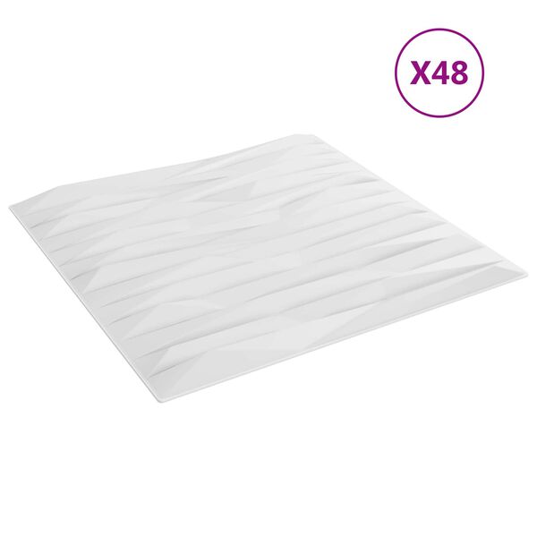 vidaXL Wandpaneele 48 pcs Wei&szlig; Stein 50 x 50 cm XPS Schaum
