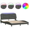 vidaXL Bettgestell mit LED ohne Matratze "Hvar" Dunkelgrau 152x203 cm Stoff