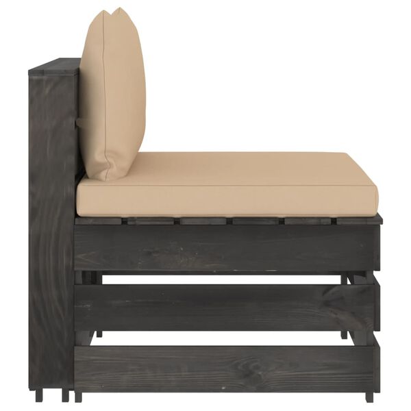 vidaXL 3-tlg. Garten-Lounge-Set mit Kissen Grau Impr&auml;gniertes Holz